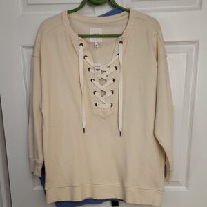 🌸3/$25! ! When Bundled Areie NWT Cream Lace-Up Oversize Sweatshirt